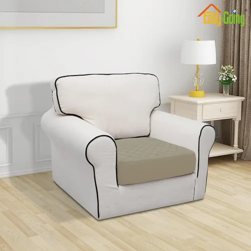 Miniatura 2 de Easy-Going Funda de cojín impermeable para silla, antideslizante, a prueba de fugas, acolchada y elástica, protector de muebles para perros, Beige