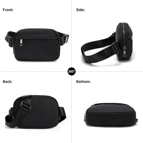 Miniatura 4 de EXYANGEE Riñonera unisex con correa ajustable, Negro -, Riñonera elegante
