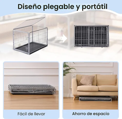 Miniatura 3 de ZOMISIA Jaula plegable para perros medianos, 36 pulgadas, a prueba de escapes, de metal, con doble puerta, fácil montaje, jaula plegable para perros