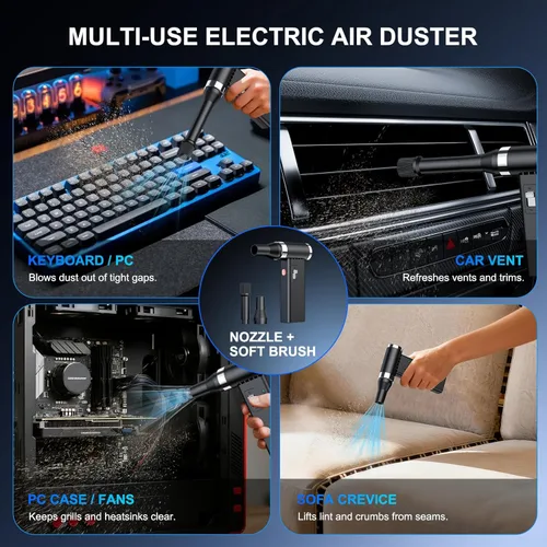 Miniatura 4 de Mini plumero eléctrico ultrafino de aire comprimido de 150,000 rpm, súper potencia, plumero de aire inalámbrico recargable, potente flujo de aire