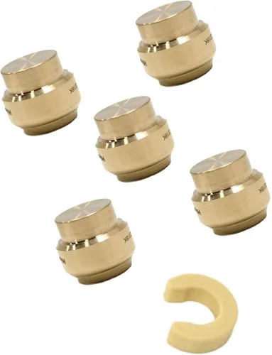 Paquete de 5 tapas de enchufe EFIELD de 1/2 pulgada, ajuste a presión para conectar Pex, cobre, CPVC con un clip de desconexión, (PF143-5 piezas)