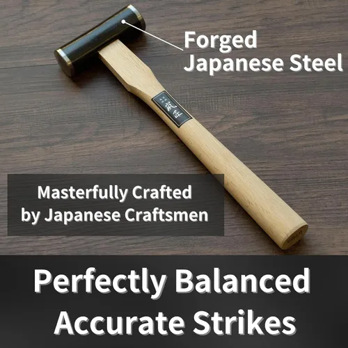 Miniatura 3 de GENNO - Martillo de carpintero japonés 20.11 oz/20 onzas, resistente de doble cara, mango de madera para cincel, plano de mano japonés, clavo