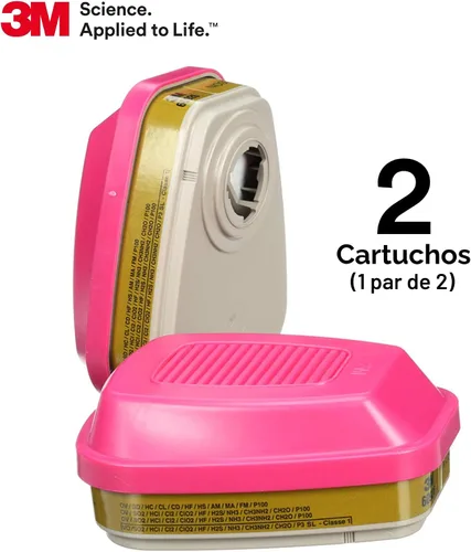 Miniatura 3 de 3M Cartucho/filtro respirador P100 60926, 1 par, NIOSH, ayuda a proteger contra vapores orgánicos, gases ácidos, amoniaco metilamina, formaldehído
