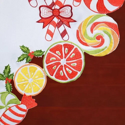 Miniatura 3 de Juego de cortinas bordadas de bastón de caramelo para ventana de cocina con cenefa y niveles para las fiestas navideñas (Bastón de caramelo)