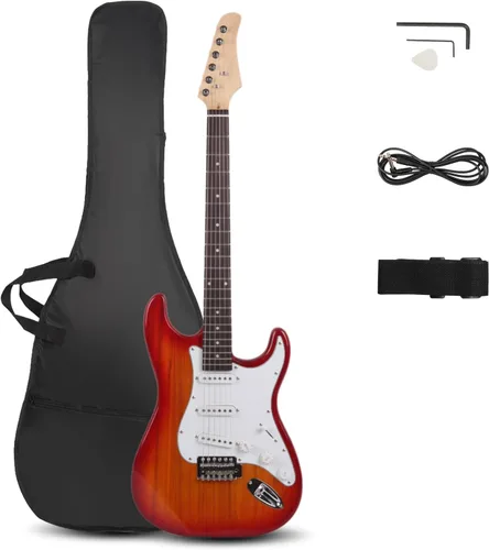 Miniatura 11 de Ktaxon - Guitarra eléctrica de 39 pulgadas, kit de guitarra de cuerpo sólido de tamaño completo para principiantes con bolsa para viaje, correa