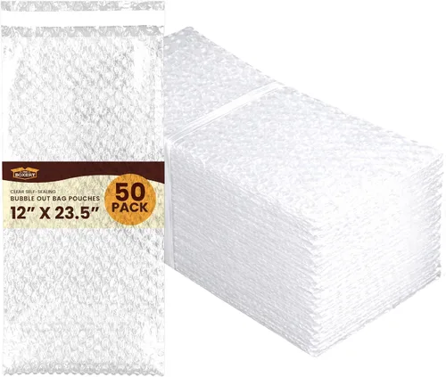 Miniatura 13 de The Boxery 3x5" Clear Self-Sealing Bubble Out Bag Pouches -50 Pack- Bubble Cushion Wrap Bags for Packing, Storage, Moving, and Shipping fragile items