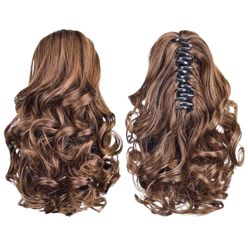 Miniatura 72 de Extensiones de cola de caballo de cabello rubio, extensiones de cola de caballo para mujer, pinza de extensiones de cabello rizado de 12 pulgadas