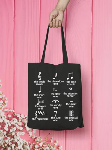 Miniatura 3 de VAMSII Divertida bolsa de mano con notas musicales para profesores, productores, amantes, banda de lona con tema de notas musicales
