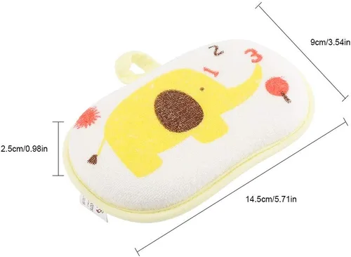 Miniatura 4 de Toalla para niños, lindo patrón de elefante bebé algodón cepillo de baño ducha toalla de baño esponja lavado frotamiento accesorio (amarillo)