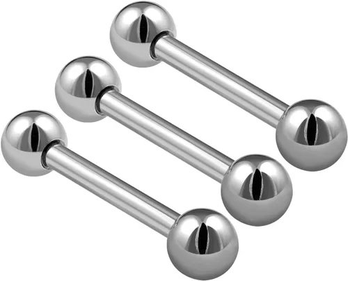 3 pendientes de barra de acero quirúrgico calibre 16 0.236 in 0.315 in 0.394 in 0.118 in bola Tragus pendientes ceja piercing joyería Ver más tamaños