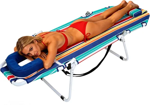 Miniatura 13 de MOPHOTO Silla de Descanso Plegable de 5 Posiciones, Catre Plegable, Silla de Descanso Portátil para Exteriores para Bronceado Solar, Perfecta