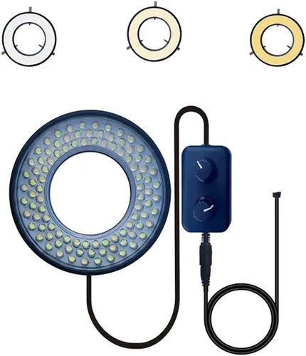 Miniatura 2 de Kit de accesorios para microscopio LED anillo luz USB 5V 4 zonas temperatura de color ajustable microscopio estéreo diapositivas de microscopio USB