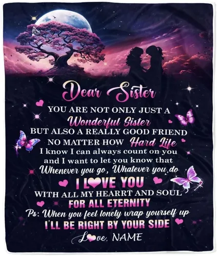 Miniatura 13 de Manta personalizada con texto en inglés «To My Sister from Sister Wood» No Matter Where Life Takes Us Soul Sister cumpleaños, Navidad, graduación
