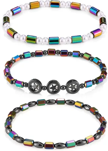 Miniatura 6 de Emibele Pulsera de desintoxicación linfática delgada para mujer, cuentas de hematita, obsidiana, antihinchazón, estiramiento para aliviar
