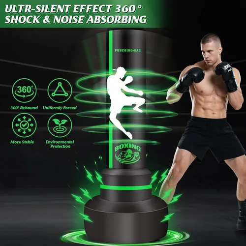 Miniatura 2 de Heavy Punching Bag with Stand Adults Teens,70" Freestanding Boxing Bags Kicking Bag Heavy Bag with Boxing Gloves and Electric Air Pump, Kickboxing