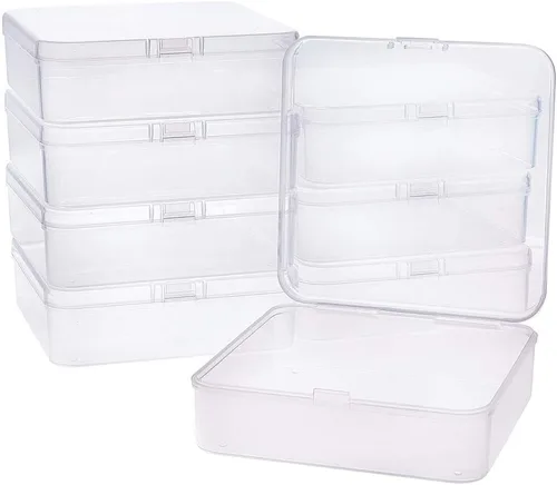 Miniatura 14 de BENECREAT Paquete de 24 contenedores cuadrados de plástico transparente de 1.38 x 1.38 x 0.7 pulgadas, con tapa para artículos, tapones