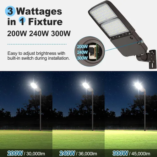 Miniatura 3 de Luz LED de estacionamiento de 150 W con fotocélula, luces LED regulables para exteriores con ajuste deslizante y soporte de brazo en 1, 22500LM