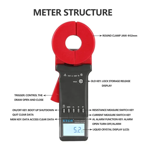 Miniatura 4 de Metro 0.01Ω-200Ω del probador de la resistencia de tierra de tierra de la abrazadera de Digitaces