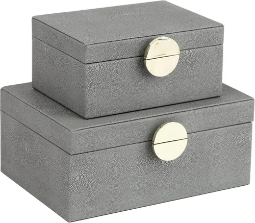 Miniatura 11 de HofferRuffer - Cajas de joyería de piel sintética, juego de 2 piezas de cajas decorativas de almacenamiento con accesorios organizadores y herrajes