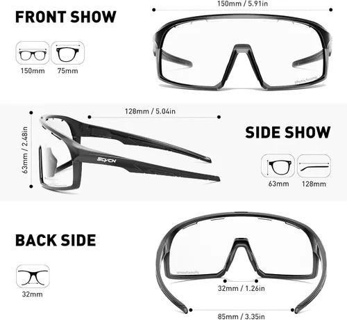 Miniatura 5 de SCVCN Photochromic Cycling Glasses Sport Sunglasses Clear MTB BMX Men Women Running Driving S145 Marco negro
