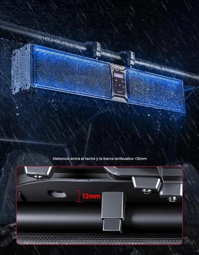 Miniatura 7 de KEMIMOTO Barra de sonido de metal con 6 altavoces para UTV, barra de sonido impermeable IP65 de 25 pulgadas para carritos de golf, altavoz Bluetooth