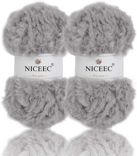 Miniatura 37 de NICEEC Hilo de Pelo Sintético Super Suave, Grueso y Esponjoso, Hilo de Pestañas para Crochet y Tejido (Longitud Total 192m/9.1kg) - Otoño/300g