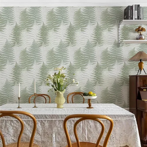 Miniatura 2 de JiffDiff Papel tapiz autoadhesivo con textura de helechos botánicos de 17.73 x 118.1 pulgadas, papel de pared temporal autoadhesivo para baño