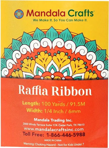Miniatura 4 de Mandala Crafts Cinta de rafia negra para envolver regalos, cinta natural de papel de rafia para manualidades, cinta de rafia natural de 100 yardas