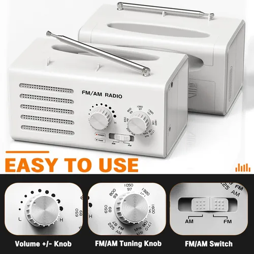 Miniatura 4 de Radio AM FM portátil, radio transistor Goodes enchufable de pared con batería con la mejor recepción, altavoz fuerte, excelente sonido, radios