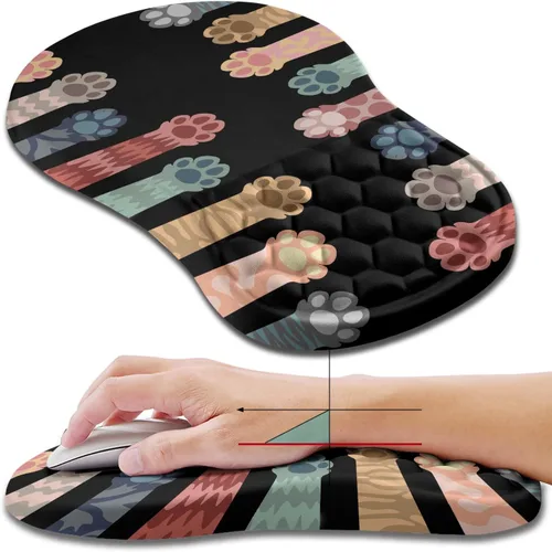 Miniatura 13 de Hokafenle Alfombrilla de ratón ergonómica con soporte para muñeca, alfombrilla con reposamuñecas para alivio del dolor del túnel carpiano