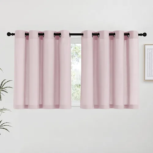 Miniatura 102 de NICETOWN Cortinas de lino natural con textura de lino para dormitorio, mezcla de lino rústica con ojales en la parte superior, semitransparentes