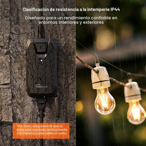 Miniatura 5 de TREATLIFE Enchufe de atenuación con control remoto inalámbrico de 100 pies, resistencia a la intemperie IP44, atenuador al aire libre para luces