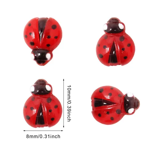 Miniatura 2 de Honbay 60 dijes de resina de mariquita para uñas, cabujones de resina de mariquita, sin agujero, para decoración de uñas, funda de teléfono, álbumes