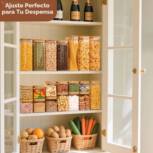 Miniatura 6 de ComSaf Recipiente hermético de almacenamiento de vidrio con tapas (0.7 cuartos de galón, 1.2 cuartos de galón/1.6 cuartos de galón), juego de 6