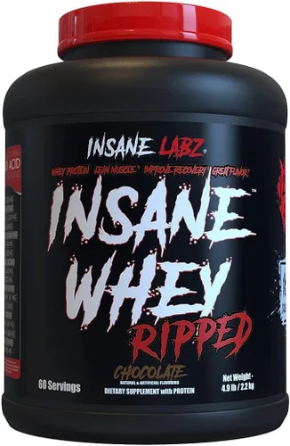 Insane Labz Insane Whey Ripped, proteína en polvo para construcción de músculos magros con L-Carnitina y aceite de CLA, 5 libras 60 porciones,