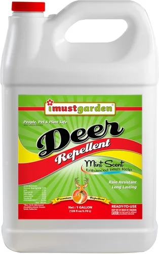 I Must Garden - Repelente de ciervos: Spray de ciervo con aroma a menta para jardines y plantas, ingredientes naturales, repuesto de 1 galón listo