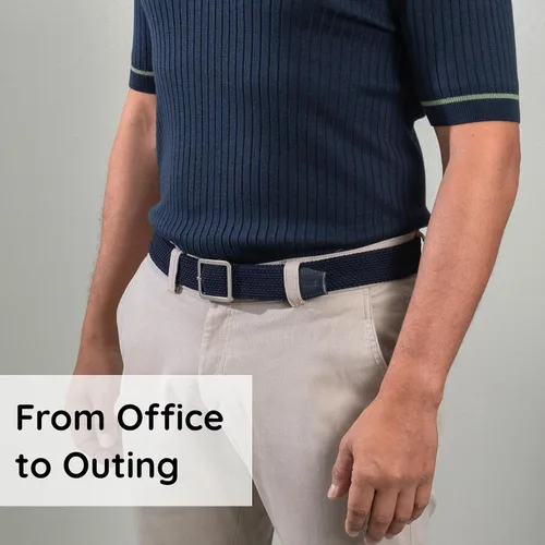 Miniatura 6 de Mens Braided Stretch Belt Adjustable Woven Golf Belt for Casual, Work, and Active Wear