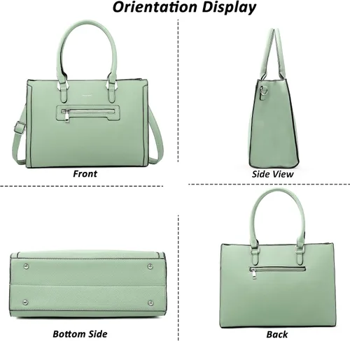 Miniatura 7 de TANTOMI Structured Satchel Purses for Women, Medium Vegan Leather Top Handle Handbag with Pockets, Classy Work Bag for Ladies