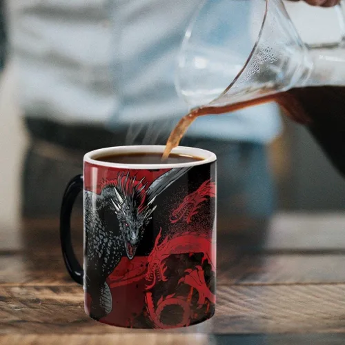 Miniatura 5 de Morphing Mugs Juego de Tronos – Drogon Battle – Una taza de cerámica que cambia de color de 11 oz – Imagen revelada cuando se añade líquido