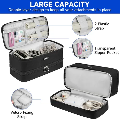 Miniatura 3 de Funda de viaje compatible con Shark Flexstyle/FlexFusion/secador de pelo, bolsa de almacenamiento de herramientas calientes para cabello de doble