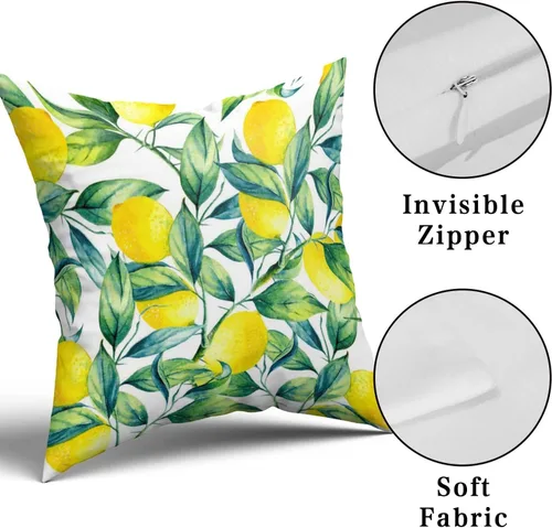 Miniatura 4 de Juego de 2 fundas de almohada cuadradas decorativas para sofá, automóvil, dormitorio, decoración del hogar con diseño de hojas verdes de 20 x 20