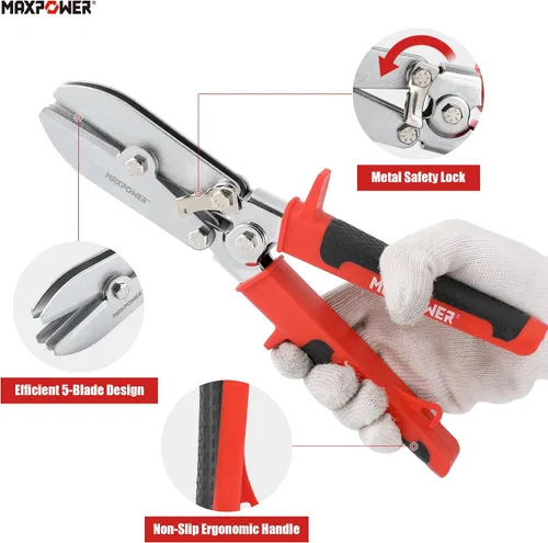 Miniatura 3 de MAXPOWER Crimpadora de chapa metálica, herramienta de crimpado de conductos de 5 cuchillas, herramienta Hvac de 9.8 pulgadas para conductos de acero