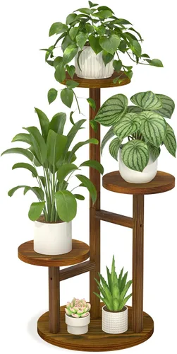 Miniatura 15 de LASZOLA Soporte Negro de Madera de 5 Niveles para Plantas de Interior para Macetas Más Grandes de Servicio Pesado, Estantes Verticales Resistentes