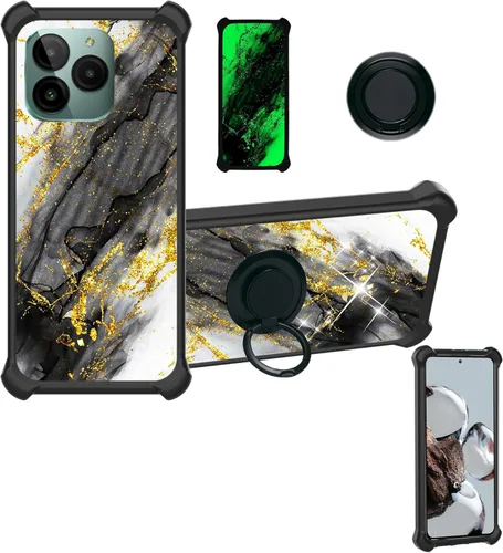 Miniatura 14 de Aroepurt Cricket Ovation 2 - Funda compatible con AT&T Maestro Max (2021) [PC duro + silicona suave] [purpurina dorada + luminosa] JSH-HDL