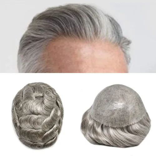 Miniatura 57 de LYRICAL HAIR Toupee for Men Human Hair Replacement System Injected Poly Skin Male Prothesis Durable PU Mens Hairpiece Wig 5"X7" #1 Jet Black 120%