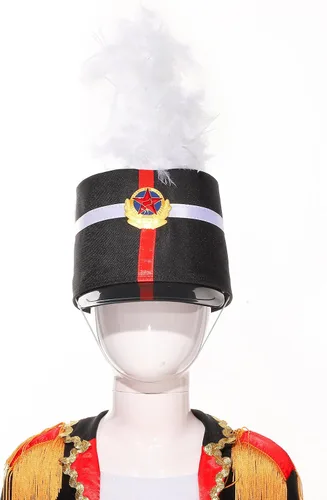 Miniatura 2 de Kids Drum Band Hat with Feather Toy Soldier Hat Drum Major Hat Costume Ceremonial Hat Majorette Hat