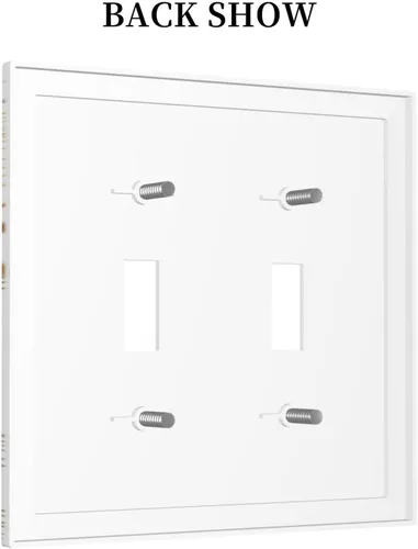 Miniatura 4 de Placa de pared decorativa con hojas de palmera tropicales de oro blanco, hoja de plátano, doble interruptor de luz de palanca decorativa, placa