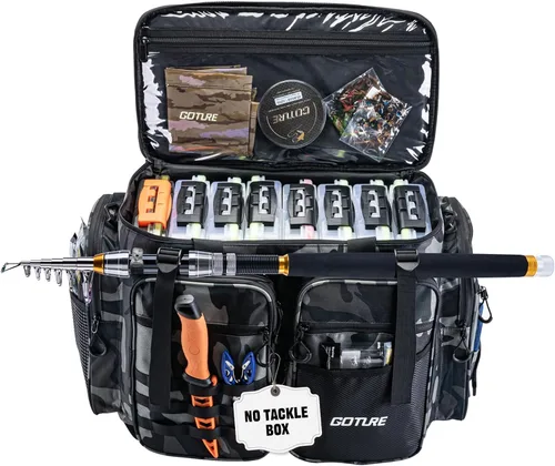 Goture Bolsa Grande para Aparejos, Almacena Hasta 8PCS 3700 Plus 4PCS 3600 Bandejas para Aparejos (No Incluidas), Bolsa de Pesca Grande Resistente