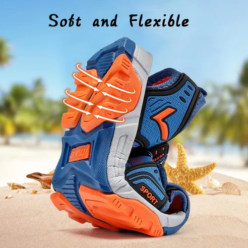Miniatura 5 de JMFCHI Sandalias deportivas para niños, sandalias deportivas para exteriores, senderismo, atléticas, sandalias de playa con punta cerrada, zapatos