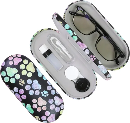 Miniatura 14 de Estuche 2 en 1 para Lentes de Contacto y Anteojos para Mujeres, Hombres y Niños, Estuche Duro Portátil de Doble Cara para Anteojos de Viaje